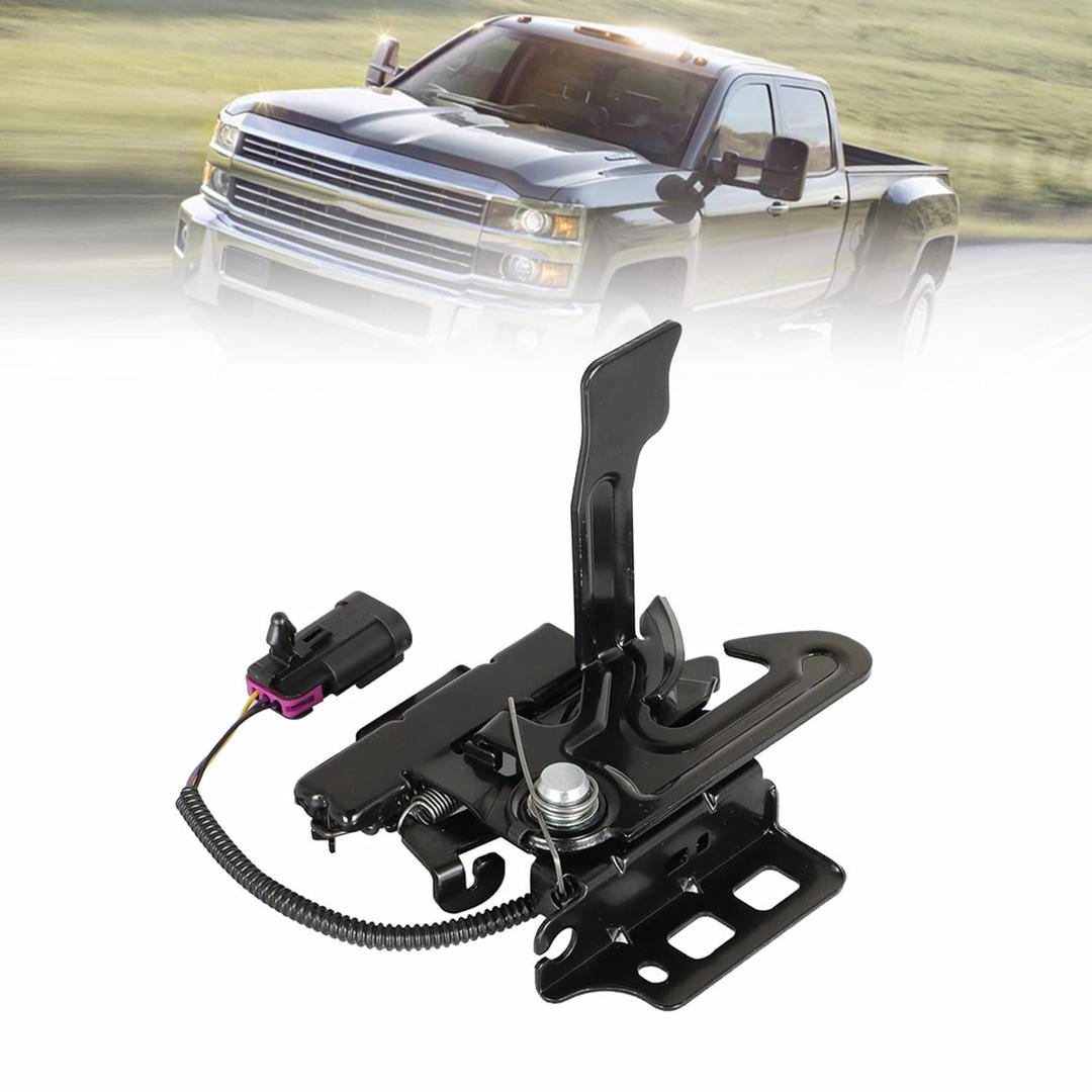 munirater Hood Latch Assembly w/Ajar Switch Replacement for Suburban Yukon Silverado 1500 820-200 15139168 20763454 - Metal, Black, Front Upper