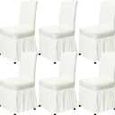 Molasofa Chair Covers for Dining Room Set of 6 Stretch Chair Slipcovers with Skirt for Kitchen Seat Protectors Wedding Banquet Decor Kids Pets Spandex Fabric Washable (6pcs, Cream)
