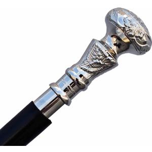 Vintage Silver Brass Head Walking Cane  Handmade Wooden Walking Stick for Men & Women  Antique Style Rosewood Cane with Brass Handle  Collectible Gift for Seniors & Gentlemen