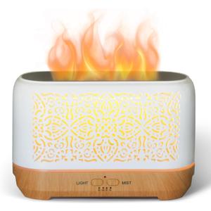 Earnest Living Essential Oil Diffuser Ultrasonic Classic Flame Air Diffuser 200ml Fire Mist Timers Night Lights and Auto Off Function Home Office Humidifier Aromatherapy Diffusers for Essential Oils (White)