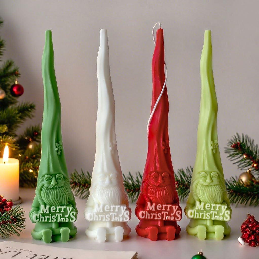 Christmas Candle Molds, 3D Santa Claus Silicone Mold for Candle Making, Xmas Gnome Epoxy Resin Molds, moldes para velas, DIY Wax Soap Aromatherapy Mold for Winter Home Decor (Gnome)
