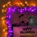 9 Ft 54 LED Halloween Willow Vine Twig Decor Garland with 8 Modes Timer Orange & Purple Lights Waterproof Battery Operated Halloween Decorations for Home Bedroom Wall Fireplace Mantle Decor