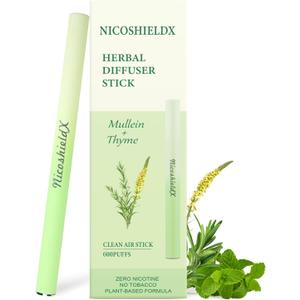 Herbal Diffuser Stick - Non Electric - Plant-Based Lifestyle Tool with Mullein, Thyme & Mint for Lung Cleasing Refreshing Oral Comfort, Up to 600 Uses