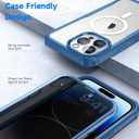 seacosmo for iPhone 14 Pro Max Case, Full Body Bumper with Built-in 9H Tempered Glass Privacy Screen Protector and Camera Lens Protector, Compatible with MagSafe, Shockproof Phone Case, 6.7", Blue