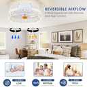 13In Flush Mount Ceiling Fans - White Bladeless Ceiling Fan with Lights and Remote Control, 3CCT Dimmable and Reversible, Small Low Profile Ceiling Fan Light for Modern Indoor Bedroom
