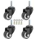 4 Pack of 1.5 Inch Swivel Caster Wheels PU 360 Degree Threaded Stem Caster Wheel M8 x 25mm, 330lb Total Load Capacity.
