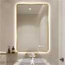 36" H x 24" W Gold LED Bathroom Mirror, Smart Backlit Mirror with Motion Sensor Lights, Anti Fog, Stepless Dimmable & Color Temperature Adjustment, Wall Mounted Vanity Mirror, CRI93