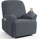 TAOCOCO Recliner Cover 4-Pieces, Recliner Stretch Sofa Slipcover, Recliner Cover 1 Seat, Couch Protector Soft, Furniture Protector Covers with Elastic,Chair Covers Jacquard Pattern (Grey)