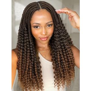 WIGER Full Double Lace Box Braided Wigs with Baby Hair Synthetic Dark Brown Lace Front Braid Wig with Curly Ends Boho Pre Plucked Knotless Box Braids Wig for Women Daily Party Use