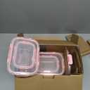 UMEIED 10 Pack Glass Food Storage Containers with Lids Leakproof, Airtight Glass Meal Prep Containers For Lunch, On The Go, Leftover, Dishwasher Safe (Pink)