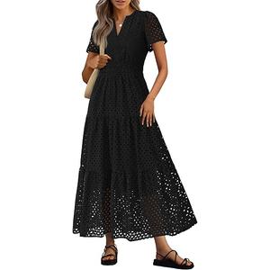 PRETTYGARDEN Women's 2025 Summer Flowy Maxi Dress Casual Sleeveless Spaghetti Strap Ruffle Beach Long Dresses (XX-Large, Dark Blue)