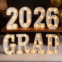 Graduation Decorations GRAD 2026 Light up Numbers Class of 2026 Decorations College Preschool Kindergarten High School Grad Party Decor Centerpieces LED Letters Sign Tables Wall Decor