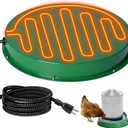 Chicken Water Heater for Winter 12.4", 125W Thermostat Chicken Drinker Heater Base for 35 Gal Metal Plastic Poultry Waterer, Water Heater for Chickens Duck with 6.6' Power Cord (Green,1PACK)