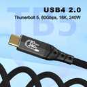 ZIKNYDO 8K for Thunderbolt 5 Cable 10FT/3m, 80Gbps Data Transfer, USB C 120Gbps Bandwidth for 16K/Dual 8K Displays, PD3.1 240W Charging, for Thunderbolt 4, MacBook M4, eGPU, Mac mini M4 Pro, Monitor