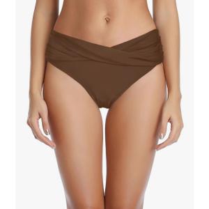 Tempt Me Women Twist Bikini Bottom Moderate High Cut Bathing Suit Bottoms Ruched Swimsuit Bottom Medium