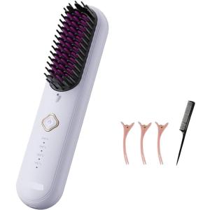 Straightening Wand Cordless Hair Straightening Comb 100 Million Negative Ionic Ceramic Glaze Portable Styling Tool 4000mAh Travel Household Items(Purple)