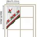 Christmas Poinsettia Swag Curtain Valance for Kitchen, Retro Cardinals Light Filtering Short Swag Topper for Windows Bedroom Bathroom Privacy Added Rod Pocket Design, 28"Wx36"L-2PCs, Red and White