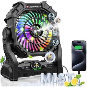 Amazon.com: Misting Fan Portable with RGB Lantern, 30000 mAh Rechargeable Camping Mist Fan with Emergency Hurricane Supplies, Perfect Cooling Mister for Outdoor Travel : Home & Kitchen
