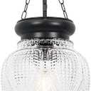 Vintage Pendant Lights Kitchen Island, Black Kitchen Pendant Lighting Over Island, Bathroom Pendant Light With 7.9" w*10.6" h Glass, Farmhouse Sink Light For Closet Pantry Entryway, Height Adjustable