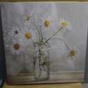 Bathroom Wall Decor Canvas White Flower Modern Wall Art for Living Room Large Size Painting Picture Artwork Wood Framed Wall Art Easy to Hang Size 20 x 20 in