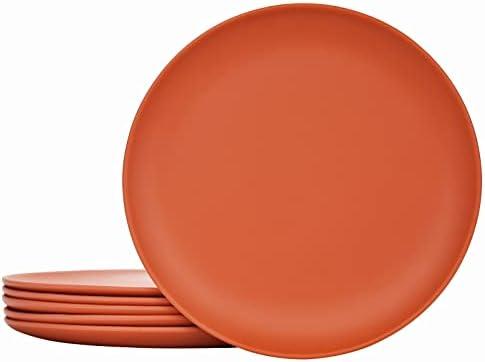 TP 10" Plate Set, 6-Piece Melamine Round Dinner Plates, Unbreakable Weighty Serving Dishes for Home, Outdoor Party, Restaurants, Orange