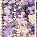 Lined Spiral Journal Notebook, A5 College Ruled Spiral Notebook for Women, Hardcover with Elegant Design for Work and Note-Taking, 5.5 * 8.25 inch,160 Pages, Purple Floral
