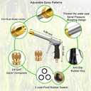 Heavy garden hose nozzle - adjustable spray mode high-pressure rotary spray gun, brass nozzle, anti slip grip and quick connector, suitable for lawn, plants, car washing, pets