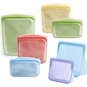 Stasher Premium Silicone Reusable Food Storage Bags, 5-Pack, Rainbow, Multi-Use Food Storage Bags, Lunch Bag, Travel Containers, BPA Free, Leak-free, Dishwasher-Safe, Eco-friendly | Reusable Food Bags