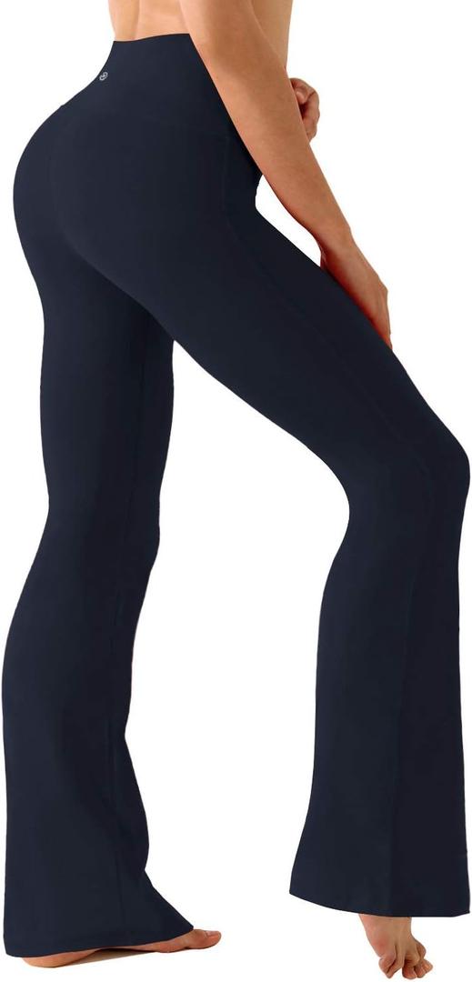 BUBBLELIME 29"/31"/33"/35"/37" 3 Styles Women's High Waist Bootcut Yoga Pants Basic/Side Pockets Tummy Control Workout Flared (XX-Large, Basic Nylon Darknavy)