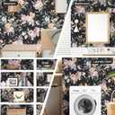 Abyssaly Floral Peel and Stick Wallpaper Dark Wildwood Stick on Wallpaper Vinyl Self Adhesive Removable Vintage Contact Paper Waterproof Wallpapers for Bedroom Bathroom Drawer Decor 17.3" x 118" (Black Pink White)