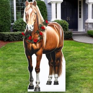 Watersay 6ft Derby Horse Cardboard Cutout Stand up Life Size Western Party Decorations with Horse Cutout Artificial Rose Garland for 2026 Derby Day Race Party Photo Booth Props Decor