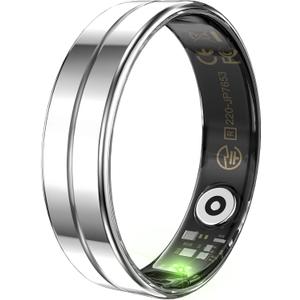Smart Ring for Men Women Ultra Thin Fitness Ring Heart Rate Monitor Sleep Ring Health Tracker Pedometer Step Counter Smart Rings for Android & iOS (9, SILVER)
