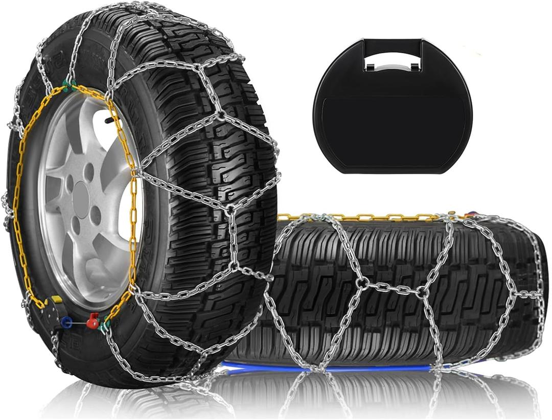 SCITOO HKN130 Snow Chains For Car Pickup Trucks SUV,Universal Emergency Tire Traction Chain,Anti-Skid Thickening Tire Chains Width 215 225 235 245 255 275mm(17" 18" 19" 20")- Set of 2