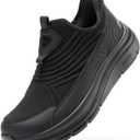 FitVille Men's Extra Wide Slip-On Walking Shoes, Hands-Free Orthopedic Sneakers with Arch Support for Plantar Fasciitis, Bunions and Hammertoes  Step Ease V1 (9.5 Wide, Jet Black)