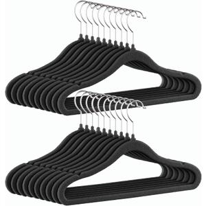 GoodtoU Kids Velvet Hangers Baby Hangers Black Infant Hanger for Closet Non Slip Children Hanger (11.8 inch 20 Pack)