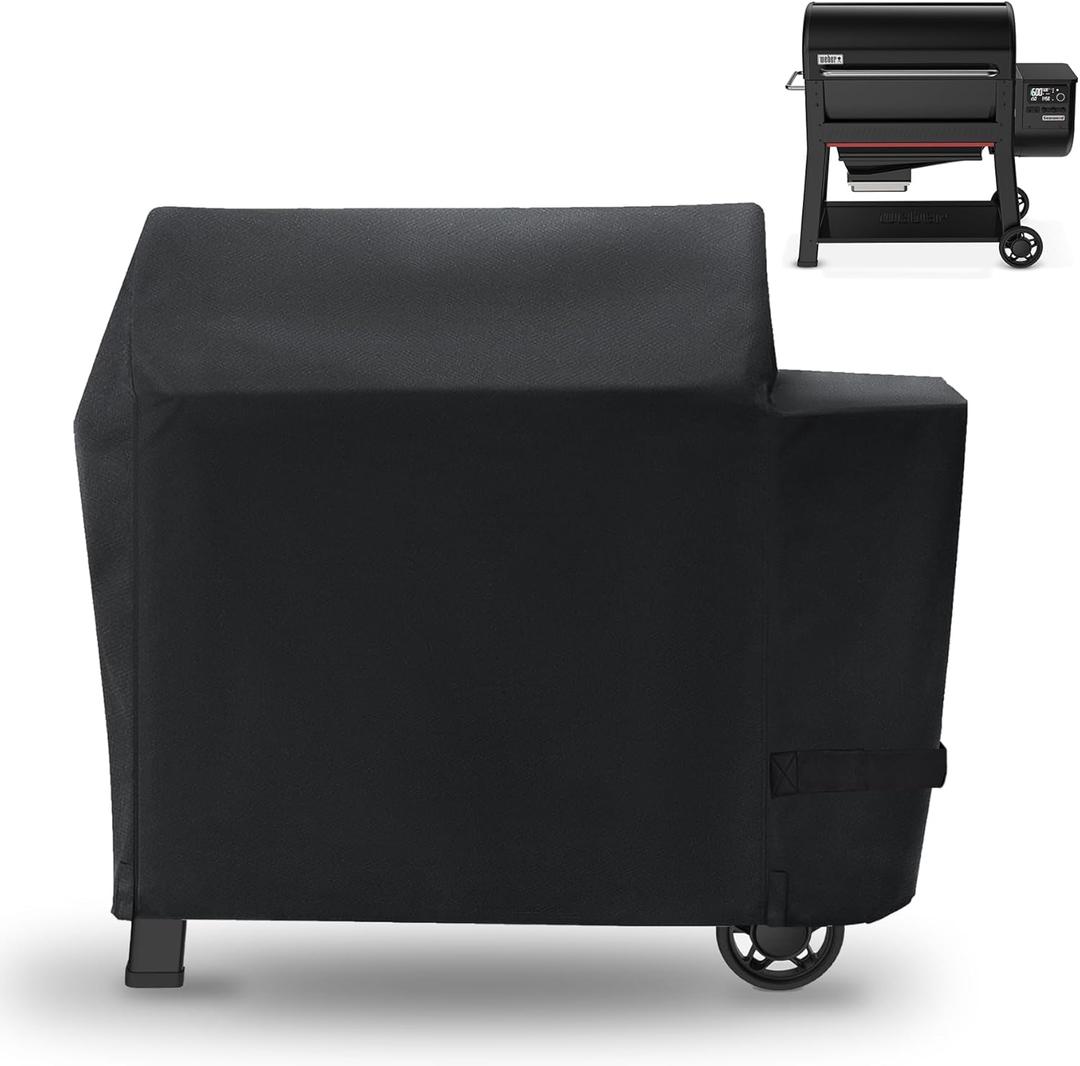Grill Cover for Weber Searwood XL 600 Pellet Series, Waterproof Smoker Cover for Weber Grills Searwood 600 XL Pellet 3400146 Models, 600D Pellet Cover Replacement for Searwood 600 XL Cover