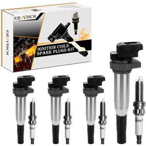 Pack 4 UF667 Ignition Coil & Spark Plug - Compatible with BMW 228i 320i 328i 428i 528i X1 X3 X4 X5 Z4 xDrive GT Gran Coupe GC - 2.0L - Replaces # 65830571 150480053