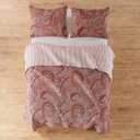 Levtex Home - Spruce Red Quilt Set - Full/Queen Quilt (88x92in.) + Two Standard Pillow Shams (26x20in.) - Paisley Pattern in Burgundy, Red, Tan, Grey - Reversible - Cotton