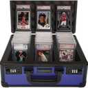 SLAB ARMOR 120+ 3 Row Psa Graded Card Storage Box Graded Card Case Psa Slab Case for Graded Cards Psa Card Case Baseball Card Cases for Sports Cards Storage (Blue)