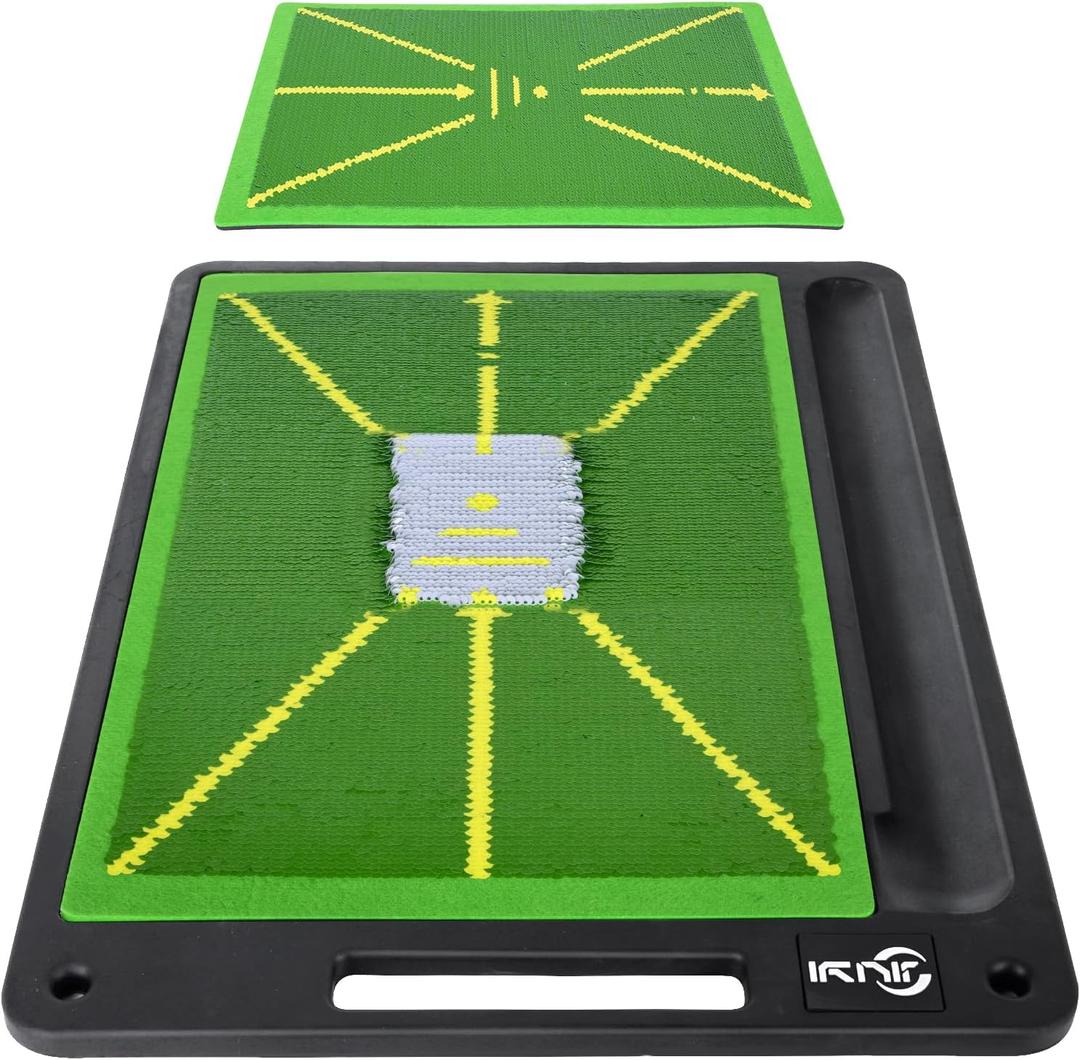 Golf Mat Pro Premium Swing Training Mat for Analyzing Swing Path and Ball Impact, Replaceable Golf Practice Mats for Indoor Outdoor Hitting Training, Gifts for Men (Simple)