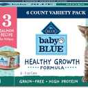 Blue Buffalo Baby Blue Natural Kitten Wet Cat Food Pat Variety Pack, Healthy Growth Formula with DHA, High-Protein & Grain-Free, Chicken and Salmon Recipes, 3-oz Cans (6 Count, 3 of Each) (EXP 03/14/28)