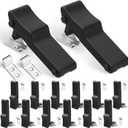 Mudder 12 Pcs Flexible Rubber Draw Latch, Front Storage Rack Rubber Latch for Cooler, Boat Compartment Cargo Box with Stainless Steel Keeper and Bracket