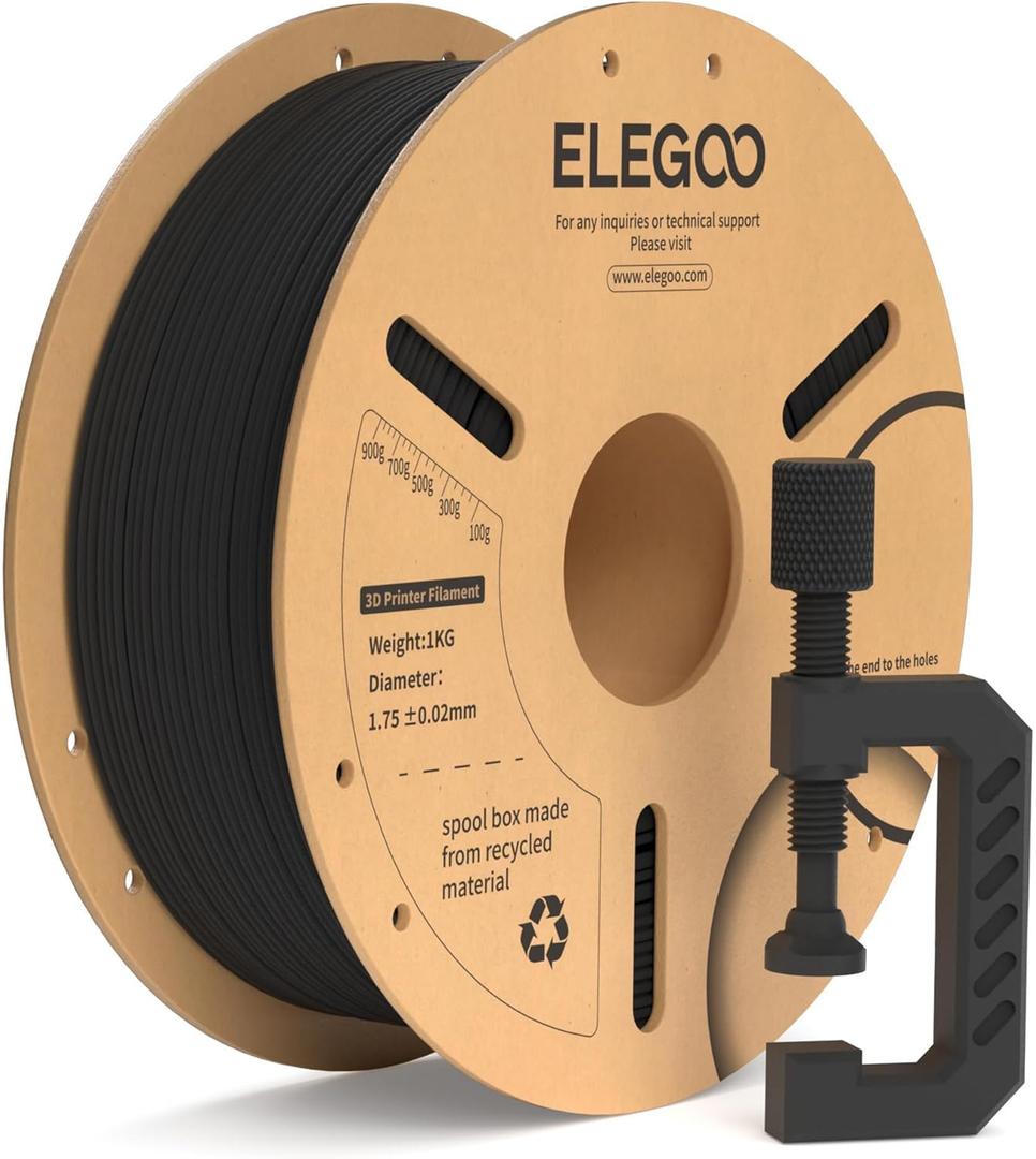ELEGOO Carbon Fiber PLA Filament 1.75mm Black 1KG, PLA-CF Strong 3D Printer Filament Dimensional Accuracy +/- 0.02mm, 1kg Cardboard Spool(2.2lbs) Fits for Most FDM 3D Printers