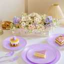 EI 150pcs Purple Plastic Plates for Party,Fancy Disposable Plates,Heavy Duty Plastic Dinnerware Set for Wedding,Easter,Afternoon Tea Party