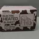 Cow Print Heated Electric Blanket Soft Western 60" x 50" Heating Blanket Cozy Throw Fast Heating 1-10H Auto-Off 8 Heat Level Over-Heat Protection Double Sided Cow Printing (Black, Brown and White)