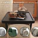 2 Pack Couch Arm Tray,Bamboo Folding Sofa Tray,Sofa Armrest Trays Clip-On Couch Desk for Drinks,Snacks,Phone,Remote ControlBlack