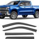 Shatterproof Tape-On Window Deflectors for 2019-2025 Chevrolet (Chevy) Silverado GMC Sierra 1500 2500HD 3500HD Crew Cab with Chrome Trim, Rain Guards, Window Visors for Cars, Vent Deflector, 4pcs