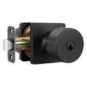 Goldenwarm Matte Black Keyed-Alike Exterior Door Knobs, Front Door Knob with Lock and Key, Black Door Knobs Exterior Round Door Knob 1 Pack