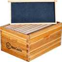 BeeCastle Heavy Wax Coated Langstroth Unassembled Deep/Brood Box with Frames and Beeswax Coated Foundation Sheet (8 Frame)