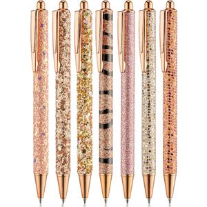 Mr. Pen- Fancy Pens for Women, 7 Black Ink Ballpoint Pens with 10 Refills, 1.0mm, Rose Gold Reverie, Glitter Cute Pens for Journaling, Sparkly Fancy Pen